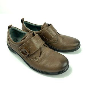 ECCO Clay Brown Leather Shoes Monk Strap Loafers Women's 37 EU 6 US Button